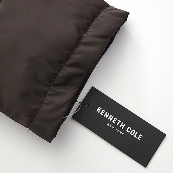 Kenneth Cole New York Men's Brown Puffer Winter Coat Grey Hood  Pockets Size Med - Picture 11 of 14